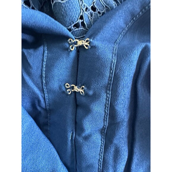 Free People Lovely In Love Floral Lace Deep Plunge V Back Cutout Mini Dress M - Picture 6 of 9